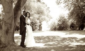 Bride and Groom at their wedding at Burnham Beeches Hotel