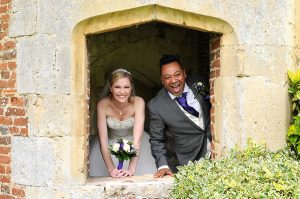 Bride and Groom at their wedding at Bisham Abbey in Berkshire
