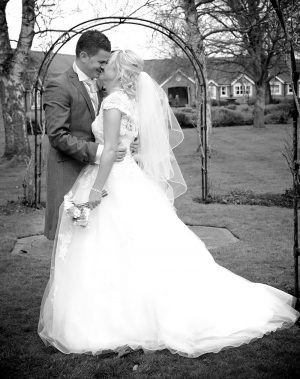 Bride and Groom at their wedding at Cantley House Hotel, Wokingham