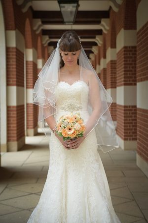 Eton Wedding Bride, flowers bouquet, veil, dress